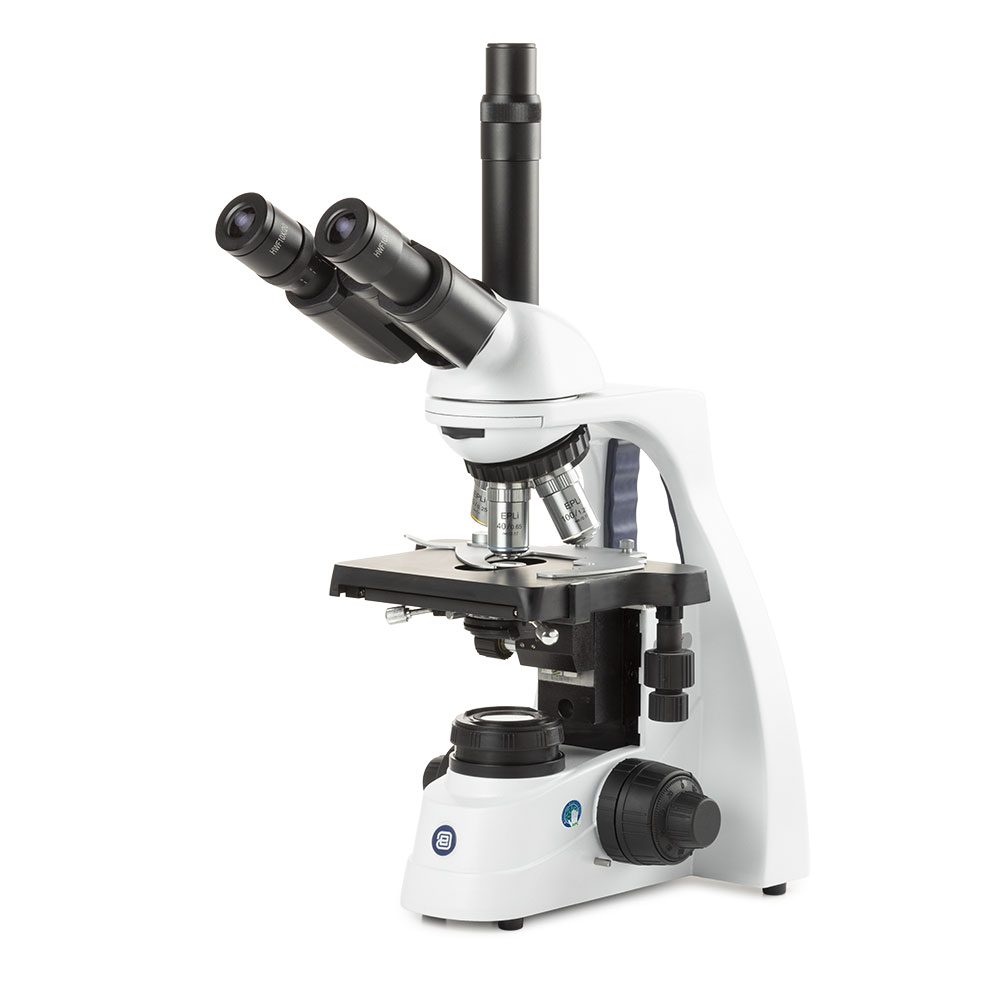 Globe Scientific bScope trinocular microscope, HWF 10x/20mm eyepieces and quintuple nosepiece with E-plan EPLI 4/10/S40/S100x oil infinity corrected IOS objectives, 131 x 152/197mm stage with integrated mechanical 75 x 36mm rackless X-Y stage. 3W NeoLED™ Köhler illumination and integrated power supply. Supplied without rechargeable batteries Microscope;Trinocular;mechanical stage;HWF;EPLI